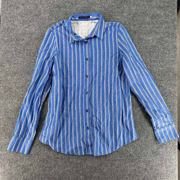 Harvey Faircloth Women's Button Down Boyfriend Shirt Striped Paisley Size 6 Boho - Picture 6 of 6